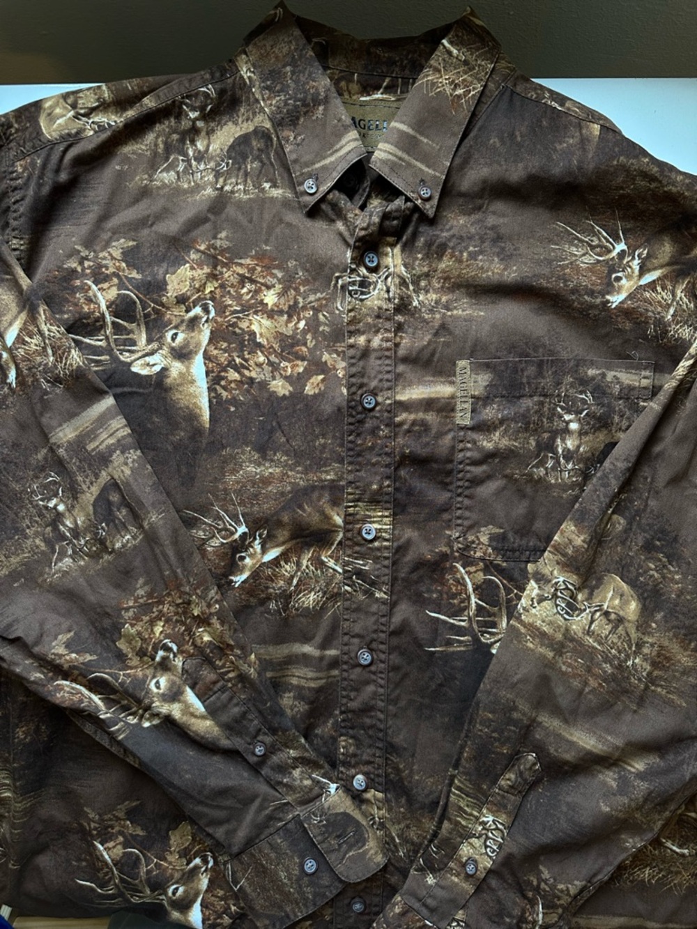 Magellan Outdoors cotton Brown Deer Camo Long Sleeve Shirt